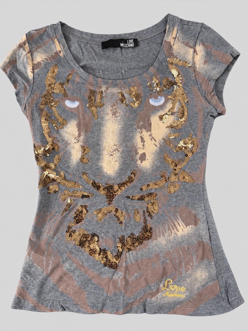 Vintage Love Moschino Sequin Tiger Tee Small